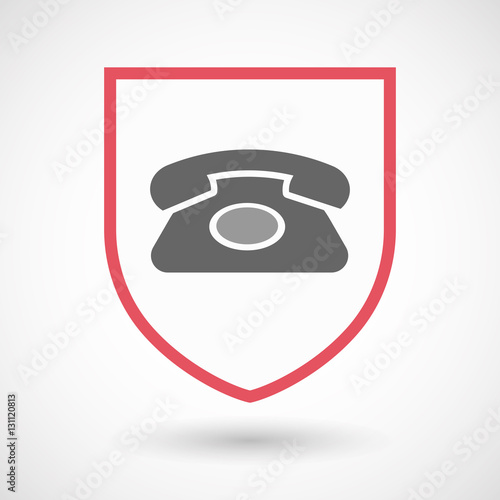 Isolated shield with  a retro telephone sign