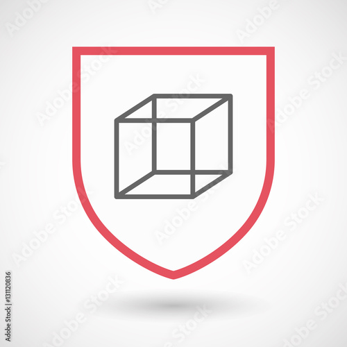 Isolated shield with  a cube sign