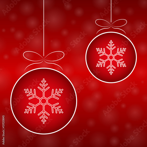 ball with snowflakes, red background