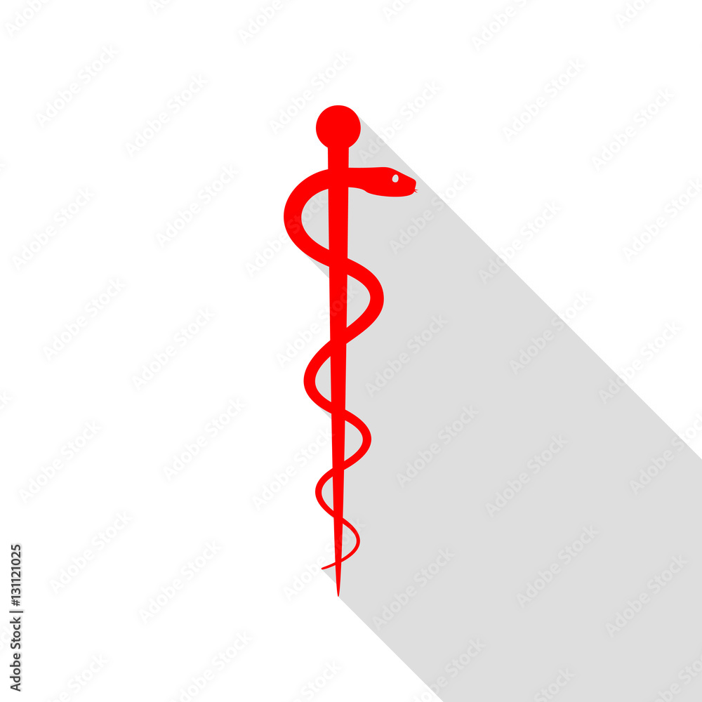 Symbol of the Medicine. Red icon with flat style shadow path. Symbol of the Medicine. Red icon with flat style shadow path.