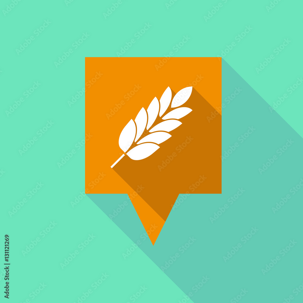 Long shadow tooltip with a wheat plant icon Long shadow tooltip with a wheat plant icon