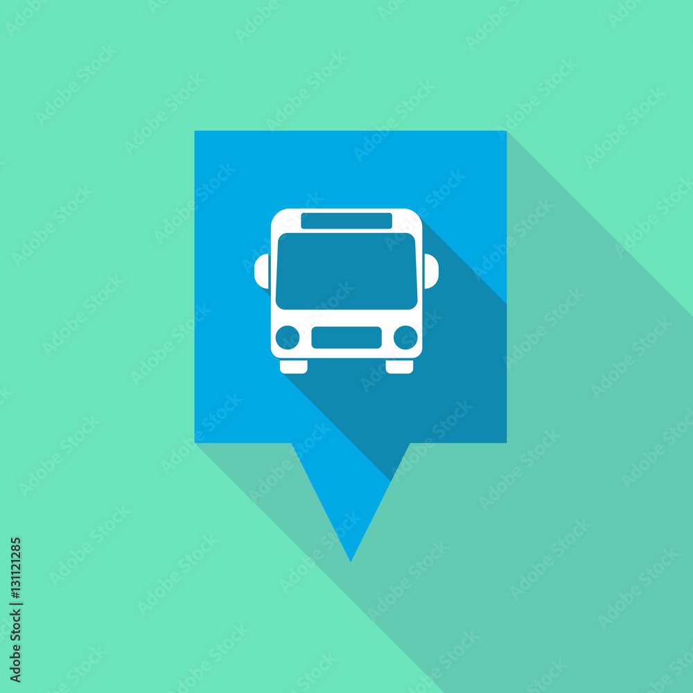 Long shadow tooltip with a bus icon Long shadow tooltip with a bus icon