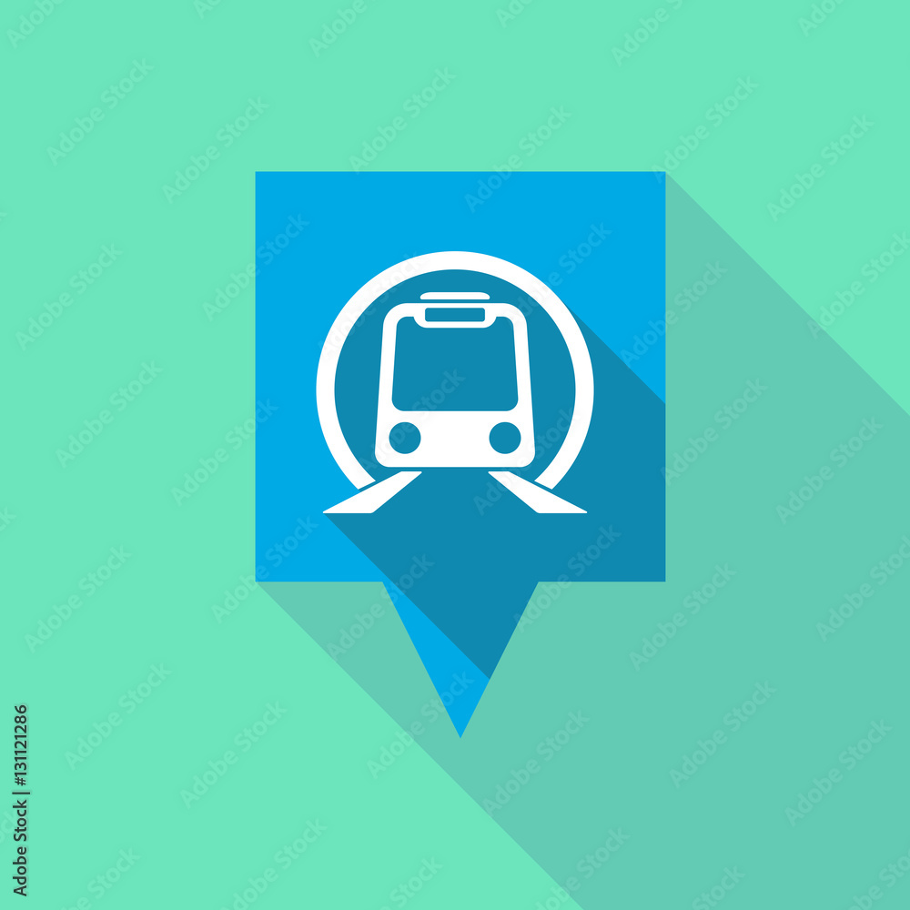 Long shadow tooltip with a subway train icon Long shadow tooltip with a subway train icon