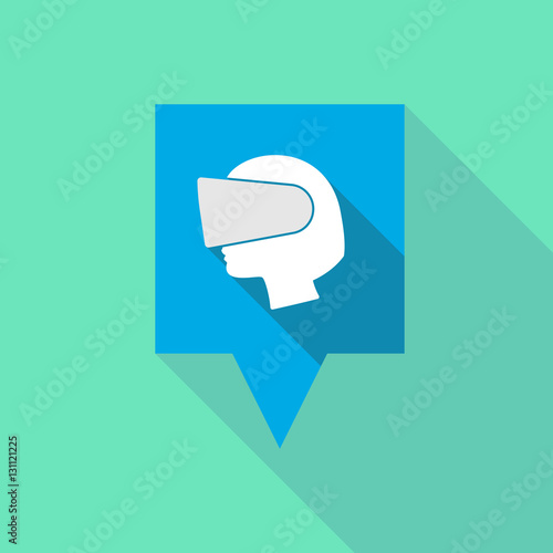 Long shadow tooltip with  a female head wearing a virtual realit