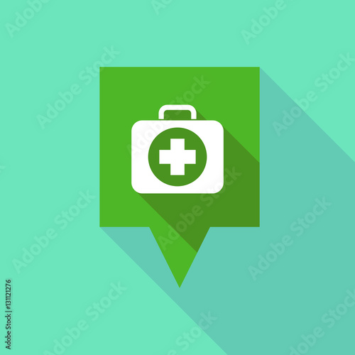 Long shadow tooltip with  a first aid kit icon
