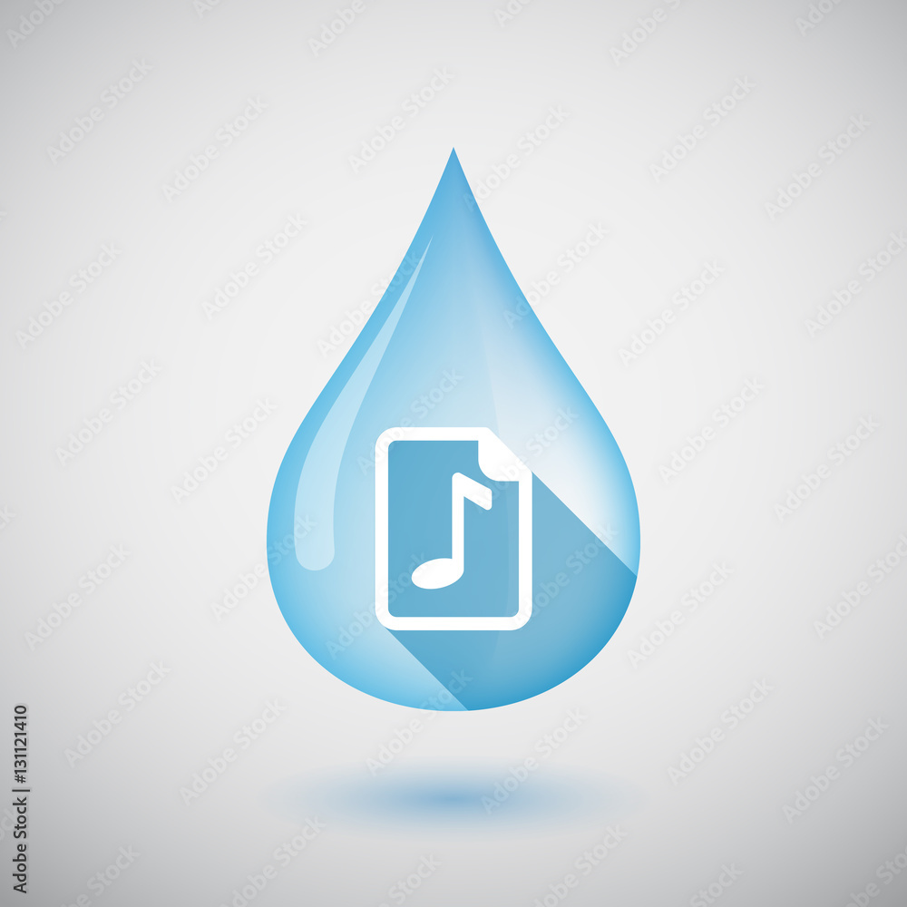 Isolated water drop with a music score icon Isolated water drop with a music score icon
