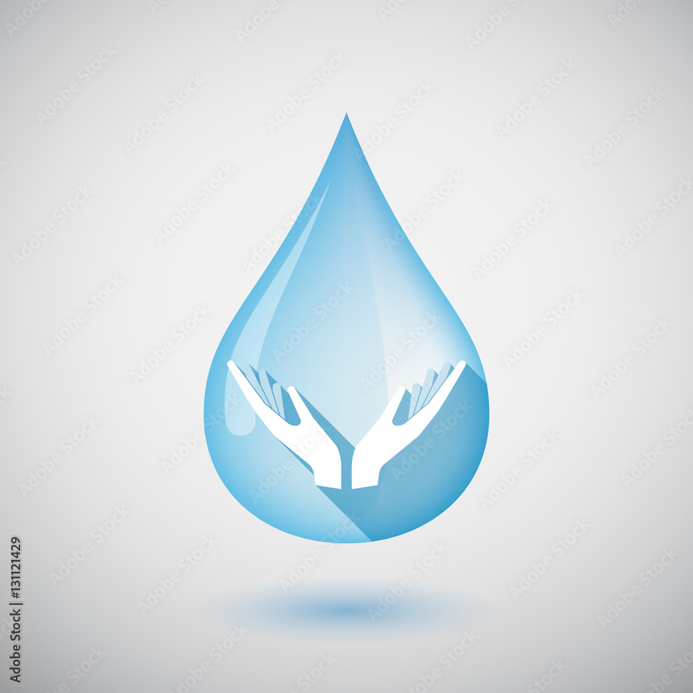 Fototapeta premium Isolated water drop with two hands offering