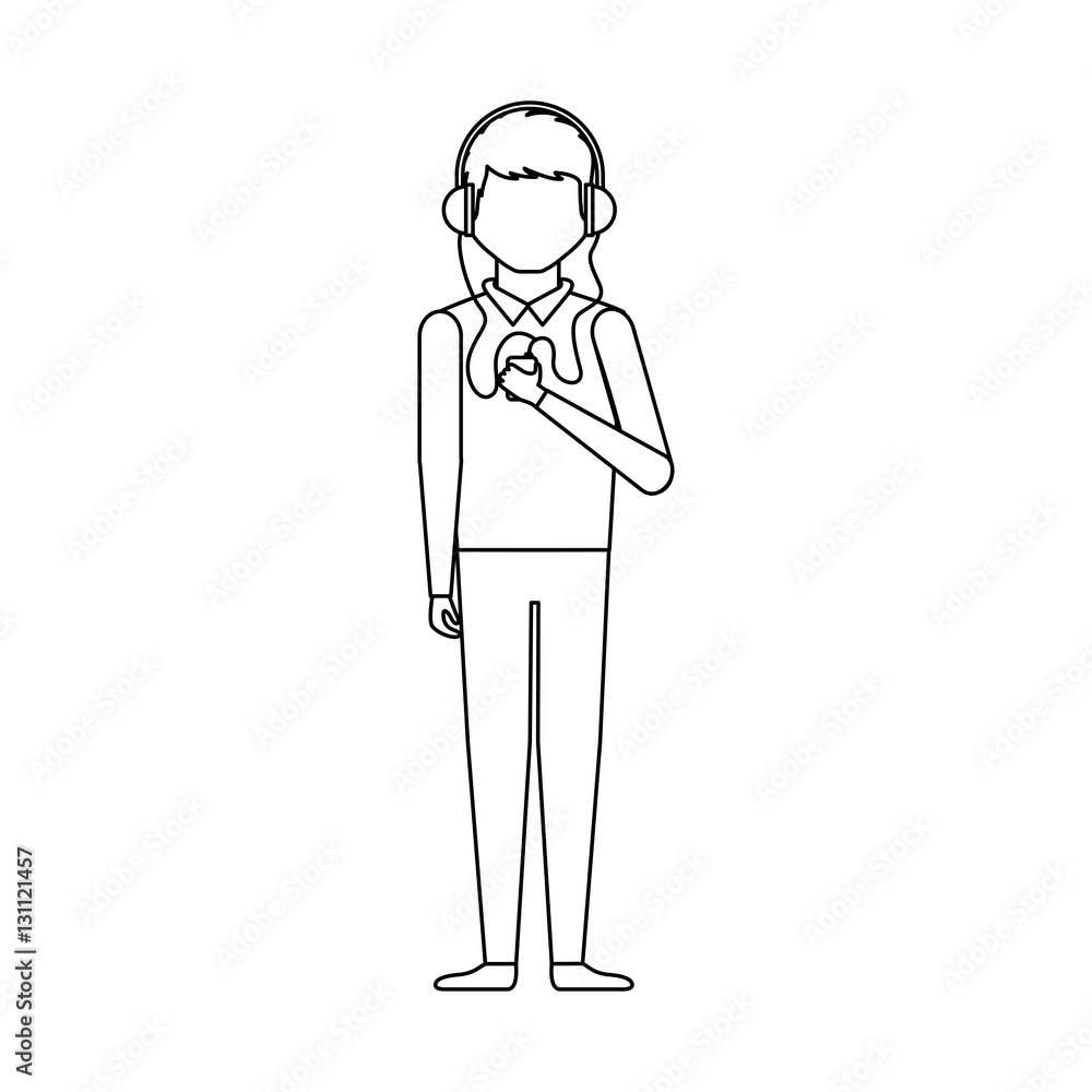 young man with headset character vector illustration design young man with headset character vector illustration design