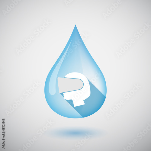 Isolated water drop with  a female head wearing a virtual realit