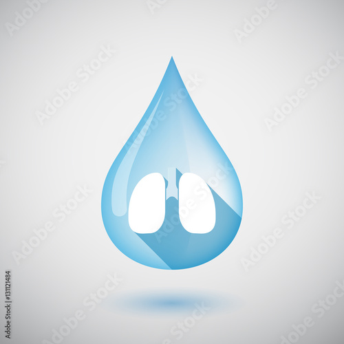 Isolated water drop with  a healthy human lung icon