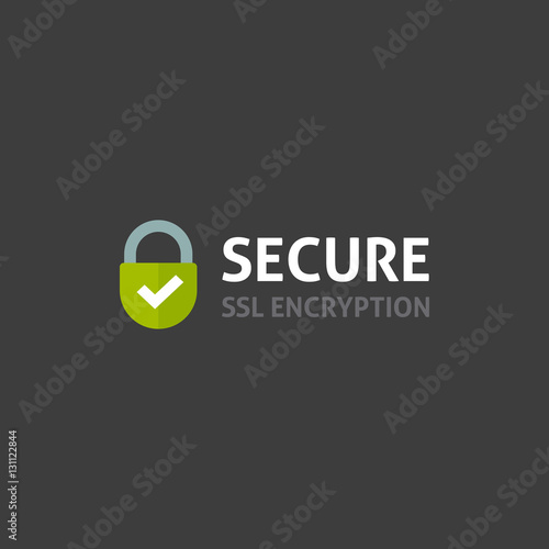 Secure internet connection icon vector illustration isolated on dark background, secured ssl padlock symbols, protected badge, safe data encryption technology, https website certificate privacy sign