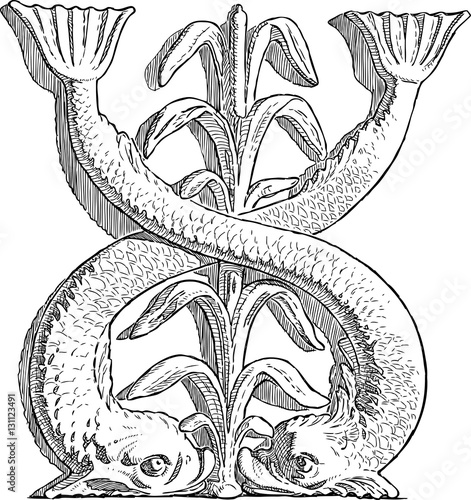 architectural element in the form of the dolphins