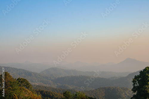 Mountain ranges during sunrise