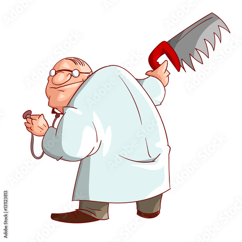Colorful vector illustration of a cartoon crazy doctor