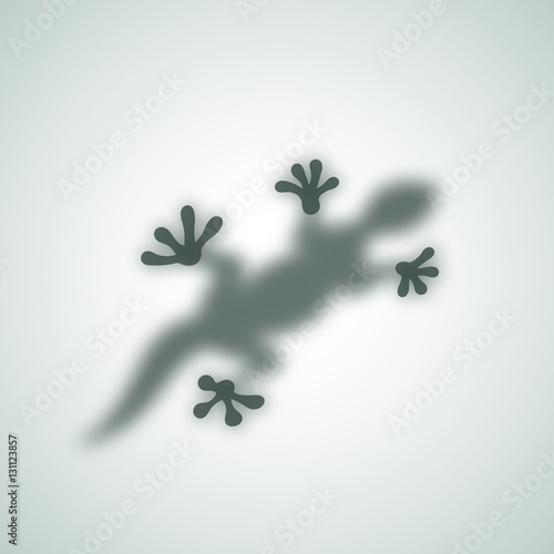 Diffuse Reptile Silhouette Shadow Abstract Vector Image. Lizard Gecko or Chameleon Sitting on a Matte Glass.