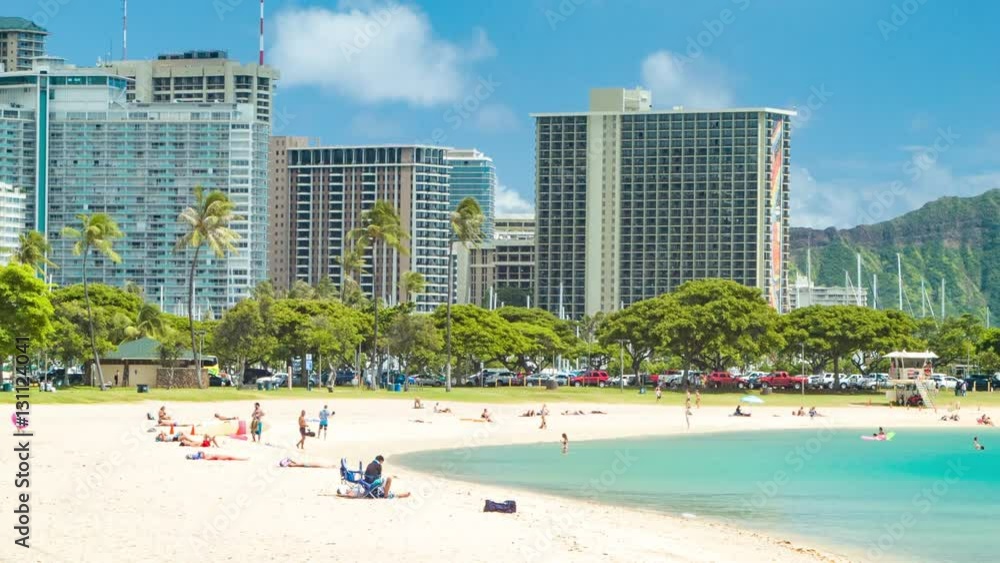 Beach Resort Hotels Resort Apartment Condo Buildings with People Close-up in Tropical Honolulu Hawaii Beach Resort Hotels Resort Apartment Condo Buildings with People Close-up in Tropical Honolulu Hawaii