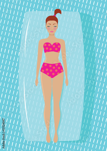 glamour girl on inflatable mattress 