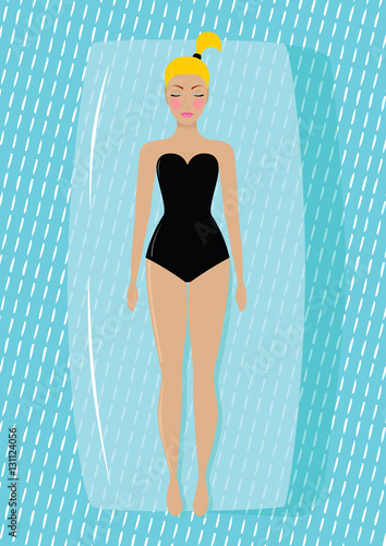 glamour girl on inflatable mattress 