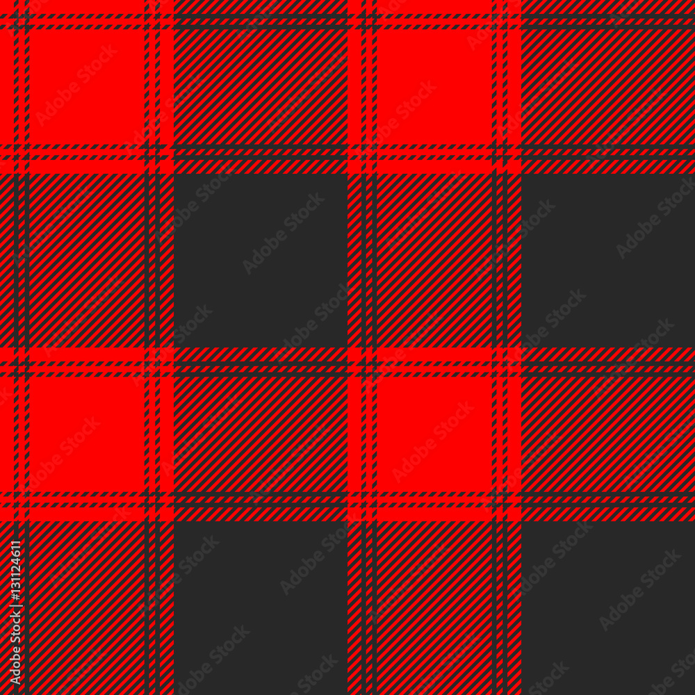 Seamless Red And Black Buffalo Plaid Pattern Checkered Fabric Texture 