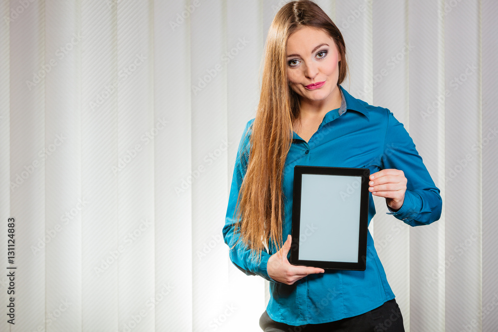 Young office worker hold tablet PC. Young office worker hold tablet PC.