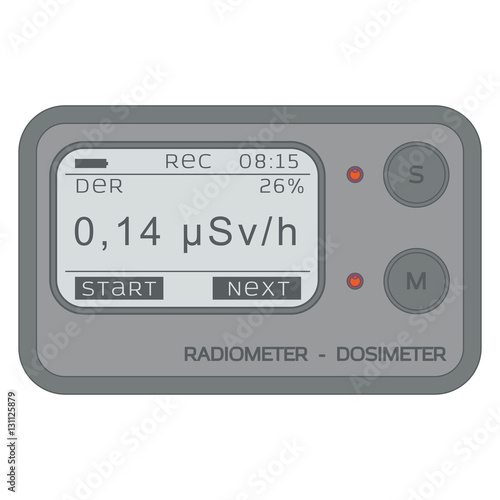 Gamma Radiation Personal Dosimeter. Radiometer. Vector illustration. photo