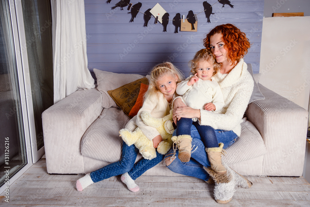 Modern family mother and children daughter Сhristmas portrait. Decorated christmas tree, New Year atmosphere.Family Together Christmas Celebration Concept. Merry Christmas and Happy Holidays Modern family mother and children daughter Сhristmas portrait. Decorated christmas tree, New Year atmosphere.Family Together Christmas Celebration Concept. Merry Christmas and Happy Holidays