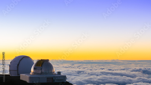 Colorful sunset from Mauna Kea Observatory, Big Island, Hawaii,