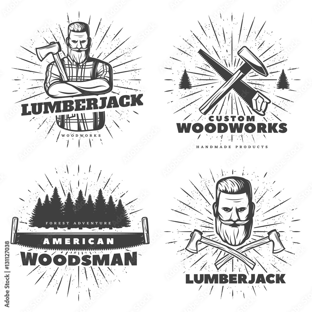 Woodsman Sunburst Emblem Designs