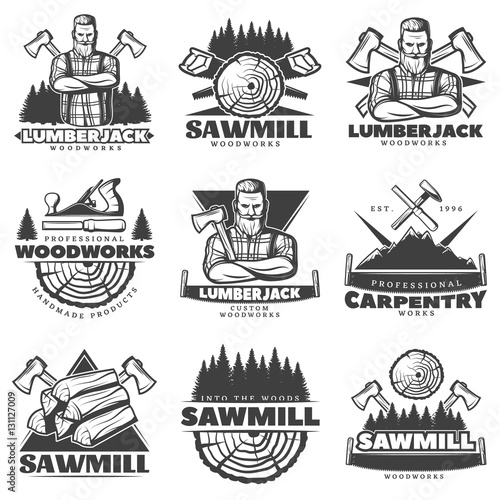 Lumberjack Monochrome Labels Set