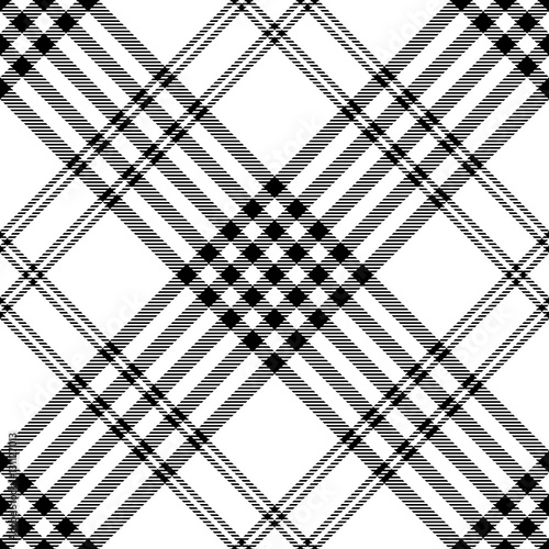 Seamless tartan plaid pattern. Black and white checkered fabric texture.