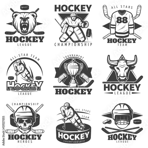 Vintage Hockey Labels Set