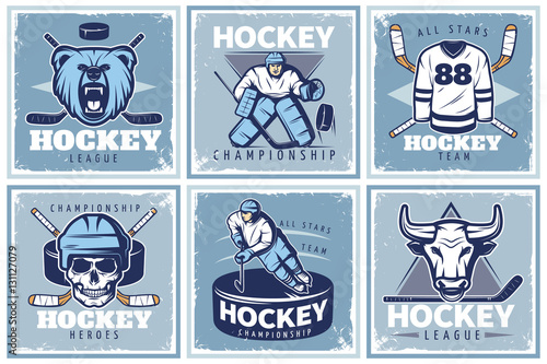 Hockey League Posters Set