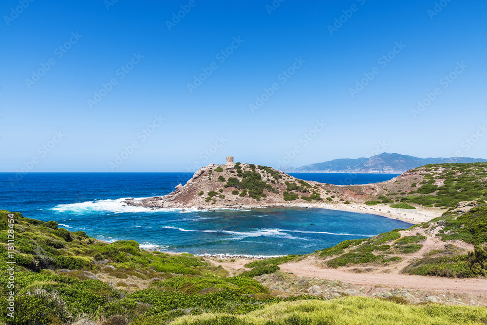 Overview of Porticciolo beach in Sardinia Overview of Porticciolo beach in Sardinia