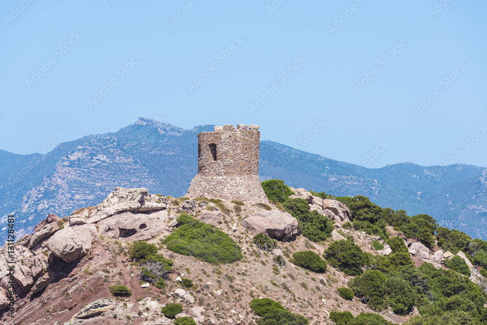 Tower of a medieval castle in Sardinia