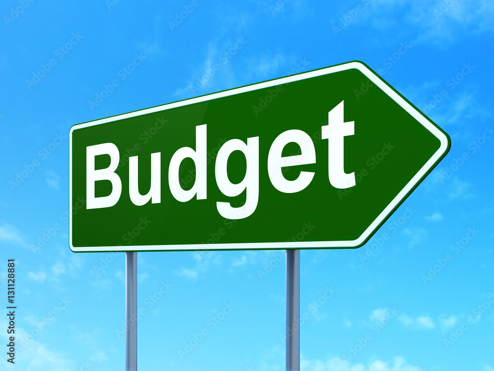 Banking concept: Budget on road sign background Banking concept: Budget on road sign background