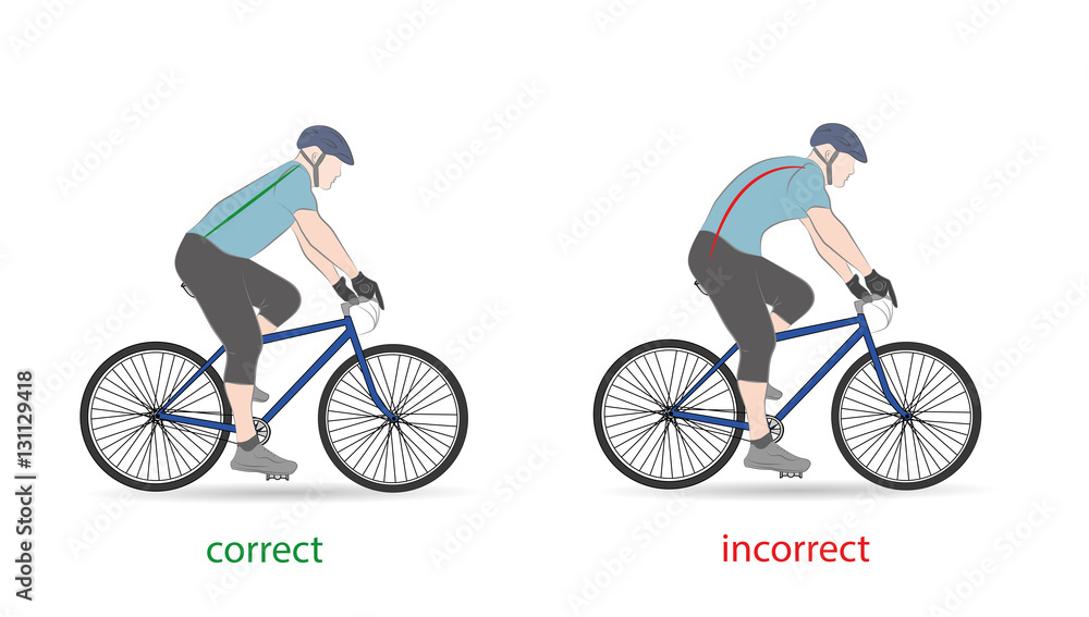 correct posture for cycling. vector illustration. Stock Vector Adobe