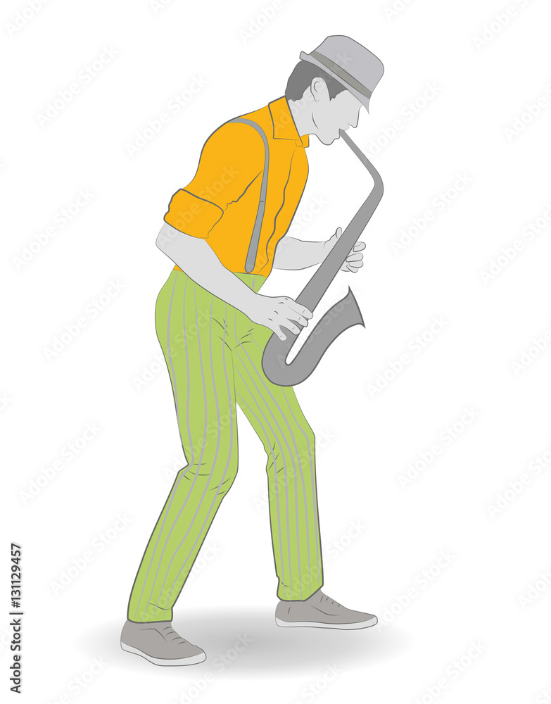 man playing jazz saxophone. vector illustration. man playing jazz saxophone. vector illustration.