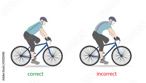 correct posture for cycling. vector illustration.