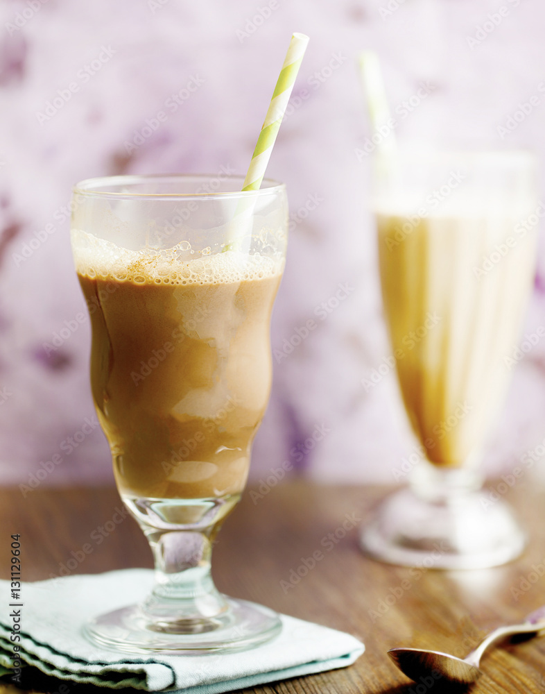 Chocolate milkshakes in glass Chocolate milkshakes in glass