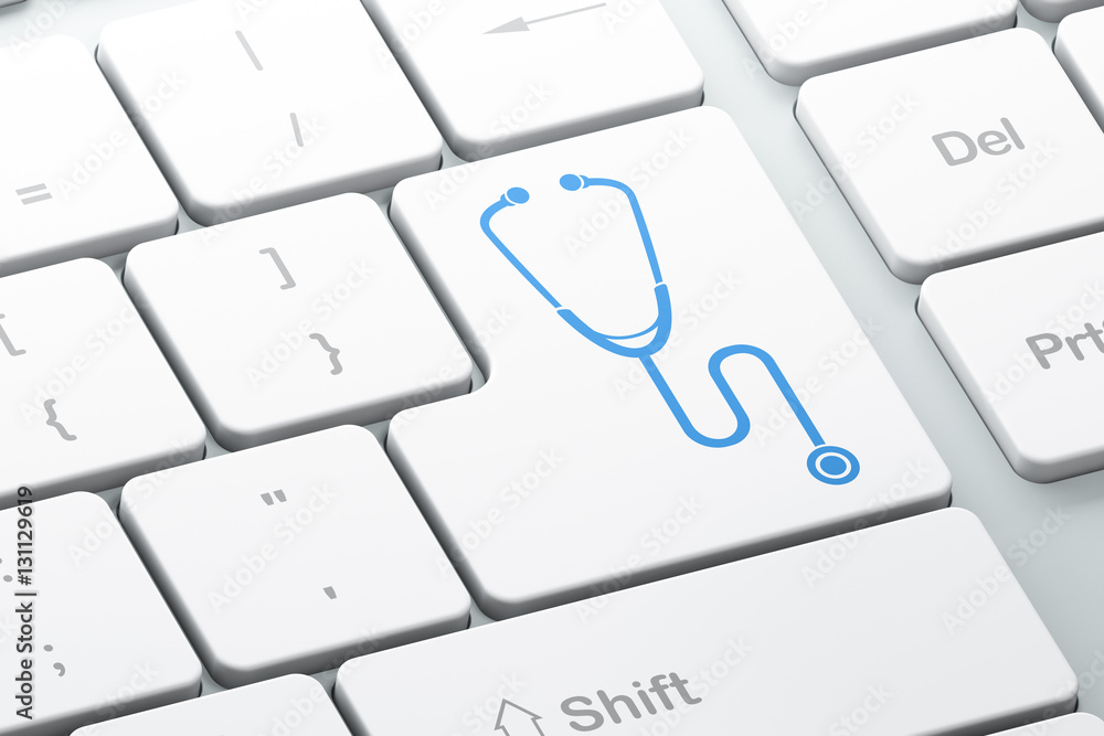 Healthcare concept: Stethoscope on computer keyboard background Healthcare concept: Stethoscope on computer keyboard background