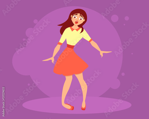 Woman in high heels sprained foot. Flat design. Vector illustration