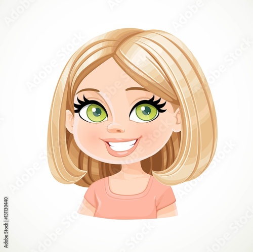 Beautiful blond girl with short bob haircut portrait isolated on