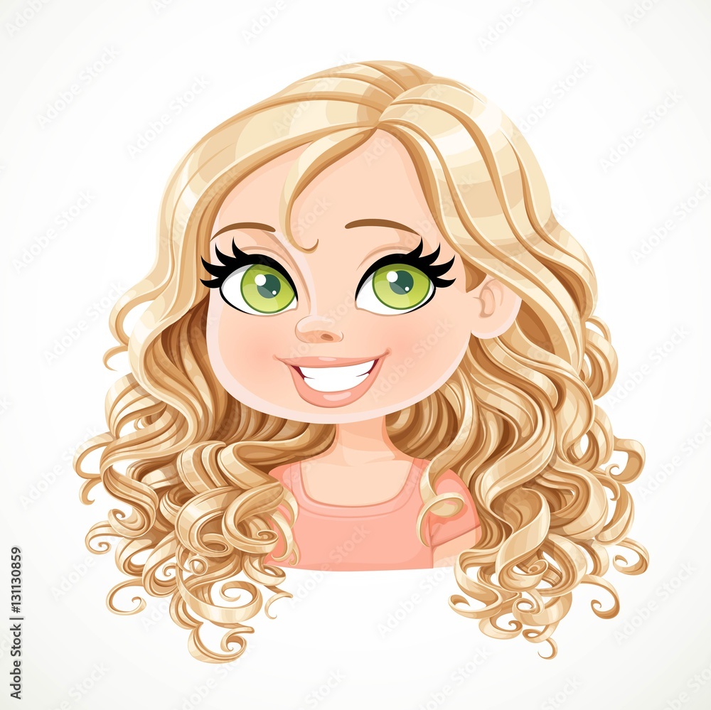 Beautiful blond girl with magnificent curly hair portrait isola Beautiful blond girl with magnificent curly hair portrait isola