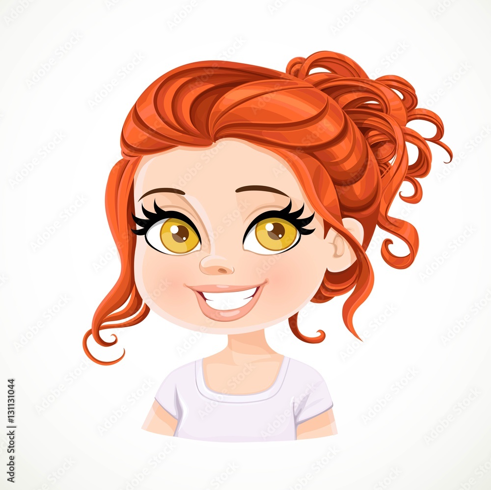 Beautiful brunette girl with long red wavy hair bunched portrait Beautiful brunette girl with long red wavy hair bunched portrait