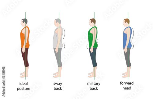 types of posture in men. vector illustration.