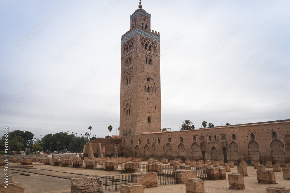 The famous Koutoubia Mosque in Marrakesh in Morocco can be seen from almost everywhere in the city
