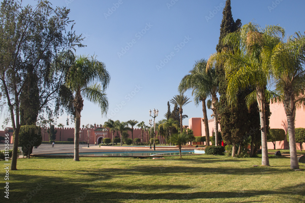 Obraz premium The beautiful gardens of the Royal palace of Marrakesh in Morocco