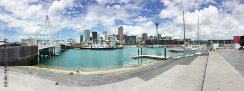 Auckland CBD with Viaduct Basin in the foreground.