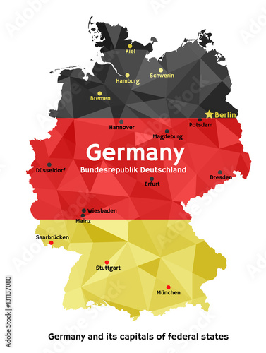 Obraz na plátně Map of Germany - Bundesrepublik Deutschland