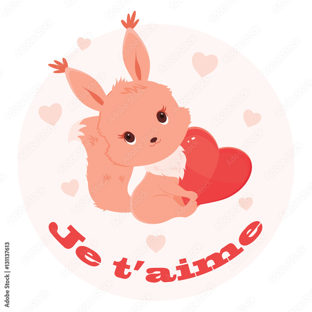 Saint Valentine's Day illustration with squirrel holding a heart Saint Valentine's Day illustration with squirrel holding a heart